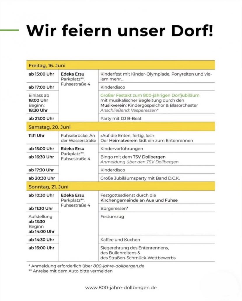800 Jahre Dollbergen Programm2
